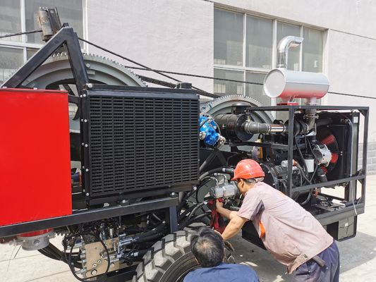 97kw 2x40kN ตัวดึงสายเคเบิลเหนือศีรษะไฮดรอลิกพร้อมระบบเบรกอากาศ